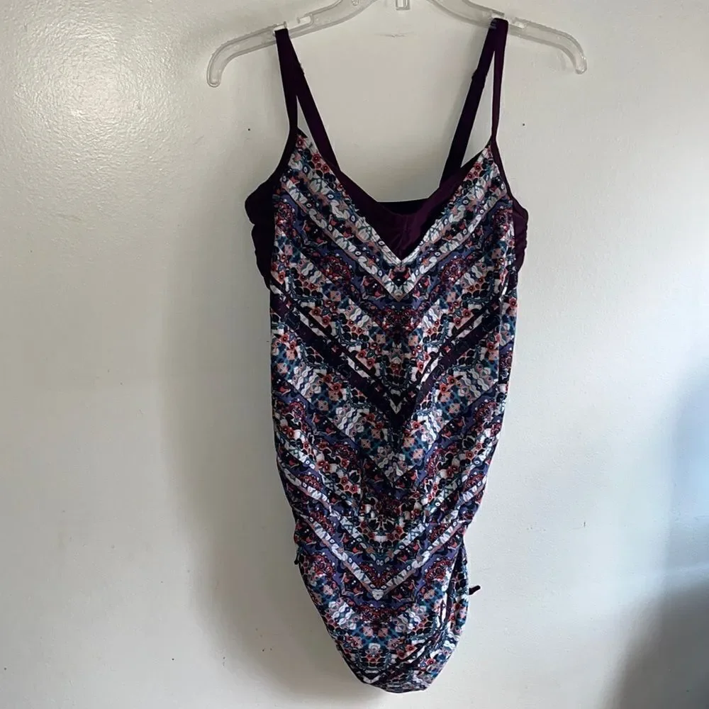 EXCELLENT CONDITION BEAUTIFUL ATHLETA LONG UNDERWIRE TANKINI SIZE 34B/C